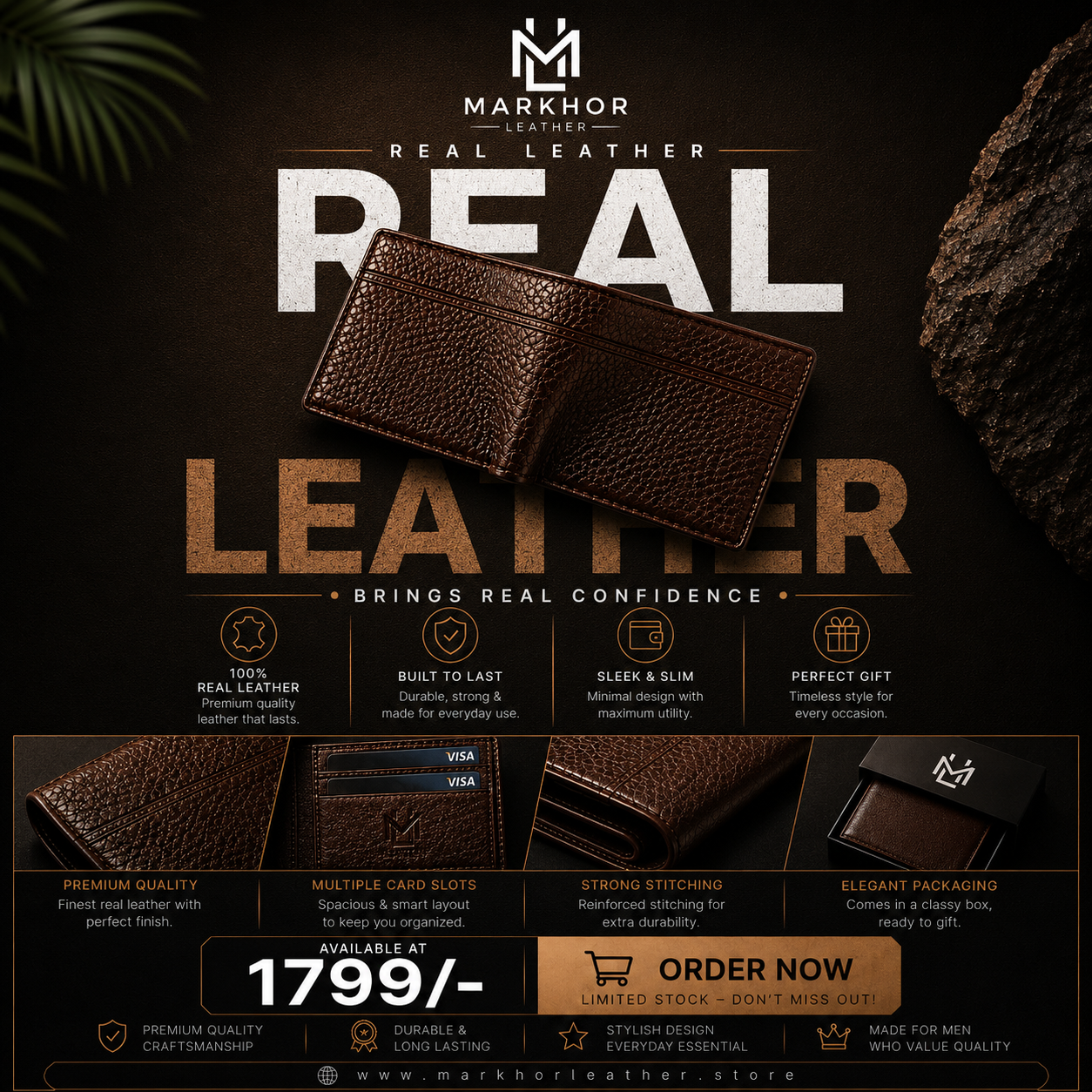 Classic Pebbled Leather Wallet | Multiple Card Slots & Dual Cash Sections