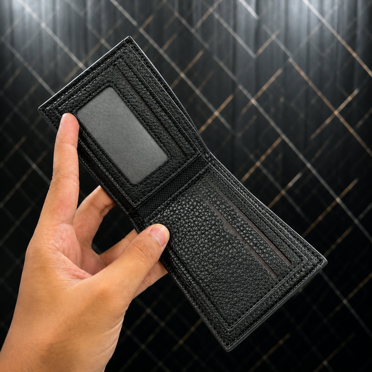 Classic Pebbled Leather Wallet | Multiple Card Slots & Dual Cash Sections