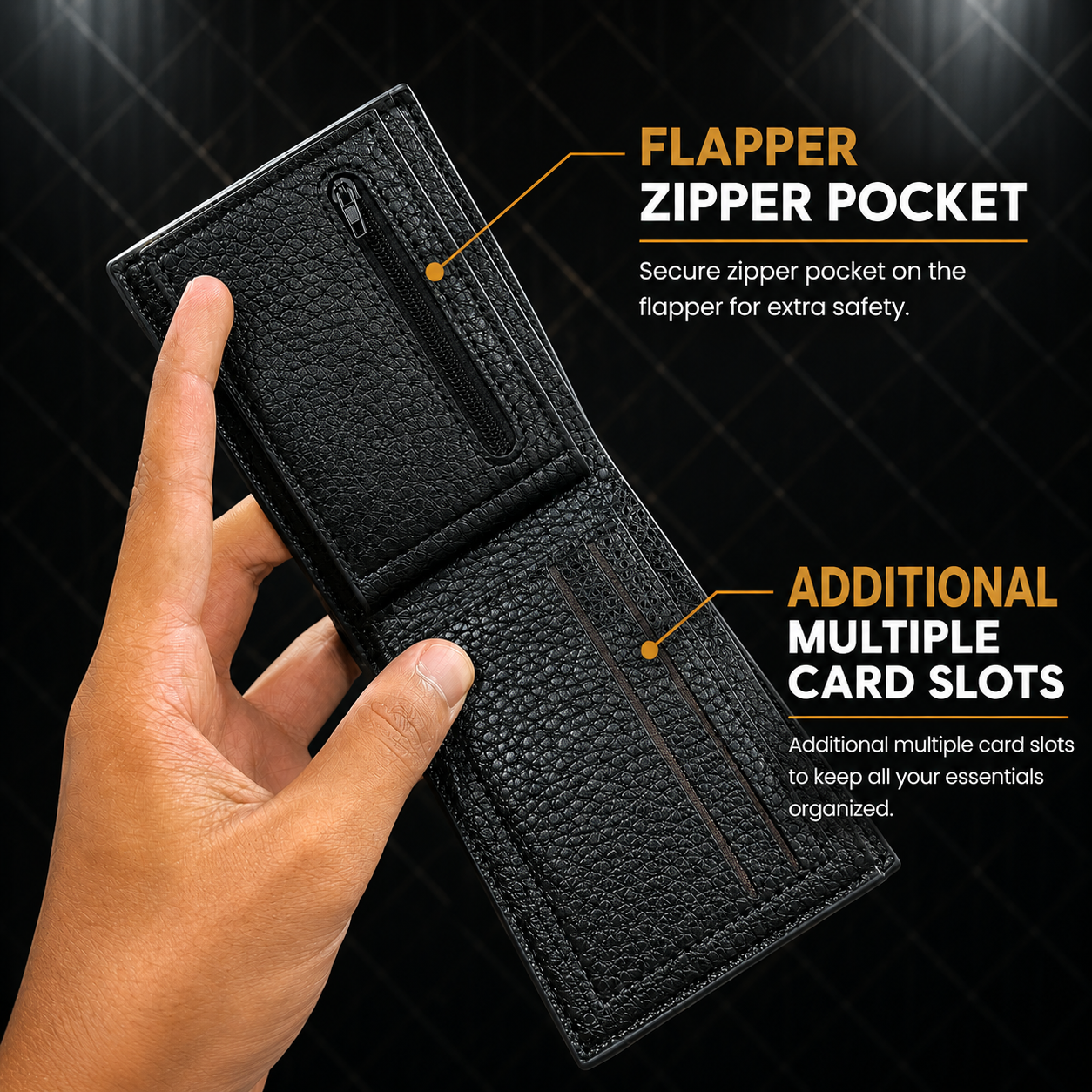 Classic Pebbled Leather Wallet | Multiple Card Slots & Dual Cash Sections